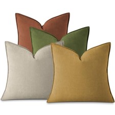 Throw Pillow Covers 18x18 Inch Set of 4 Neutral Soft Chenille Decorative Solid