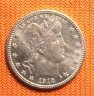 1910-D UNC Barber silver quarter & 1897 Proof V Nickel Kagin's Album Photo grade