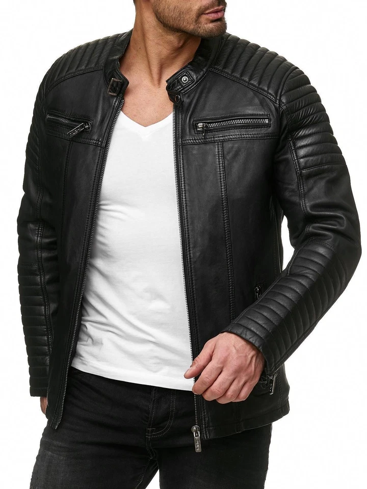 Redbridge Herren Jacke Kunst- Lederjacke Schwarz Bikerjacke Übergangsjacke Air