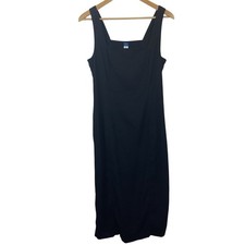 Old Navy Sleeveless Square Neck Linen Blend Midi Black Dress Size Medium