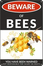 Tin Metal Sign No Trespassing Honeybees Danger Do Not Enter 8x12