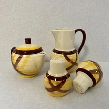 Vernonware Organdie Salt and Pepper Shaker and Creamer Pitcher Mid Century