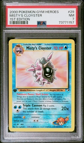 Pokémon TCG Misty's Cloyster Gym Heroes 2000 29/132 1st Edition Rare PSA 7 NM