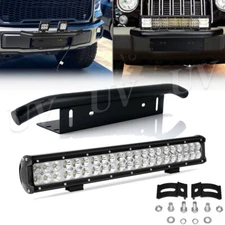 20" Combo LED Light Bar & 23" Bull Bar Front Bumper License Plate Mount Bracket