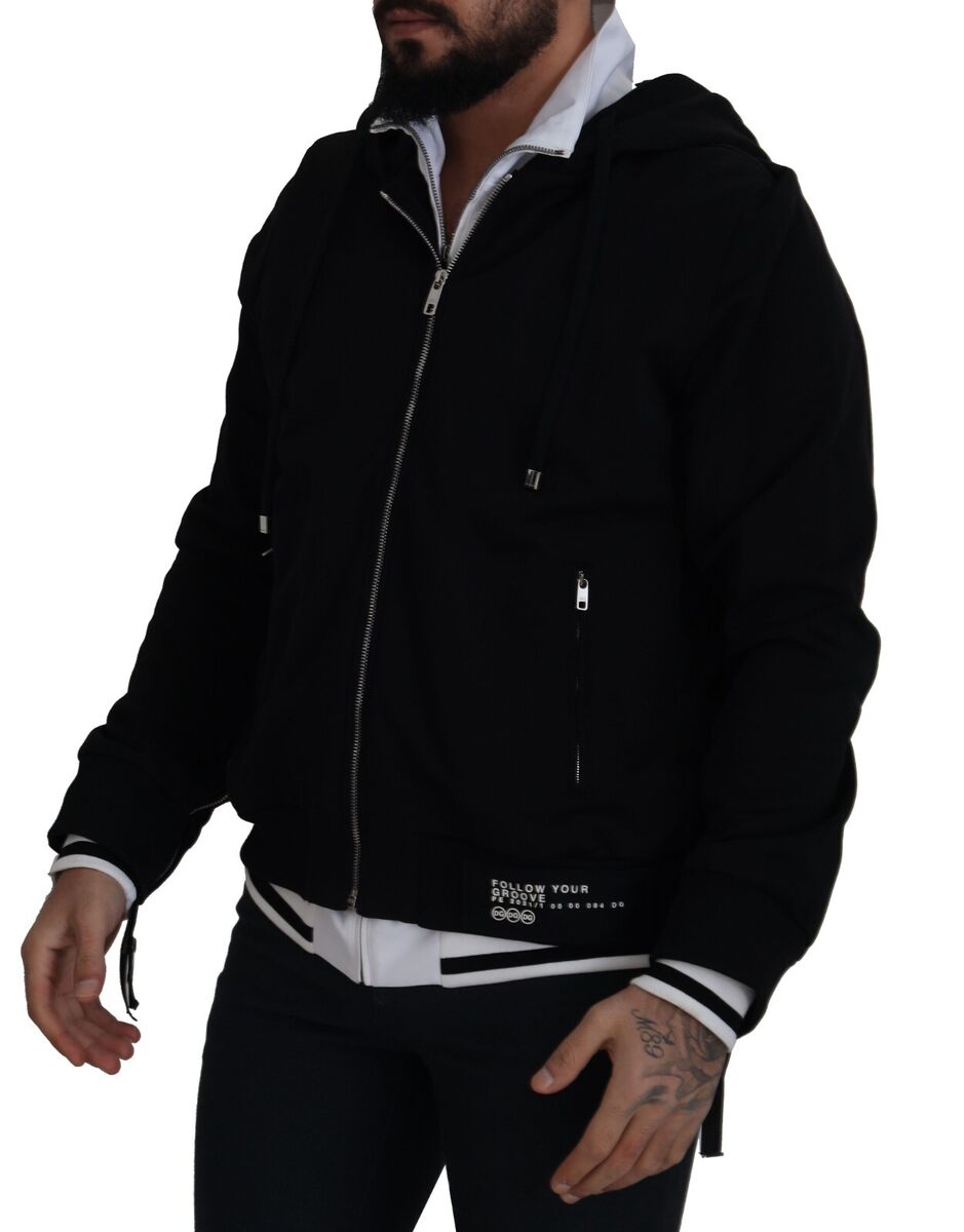 【送料&関税込】Dolce & Gabbana Jacket DOLCE & GABBANA Jacket Black Polyester Hooded Full Zip Men
