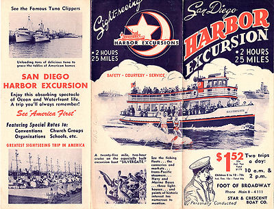 San Diego Harbor Excursion Vintage Brochure Fishing Fleets Naval Vessels 1950's 