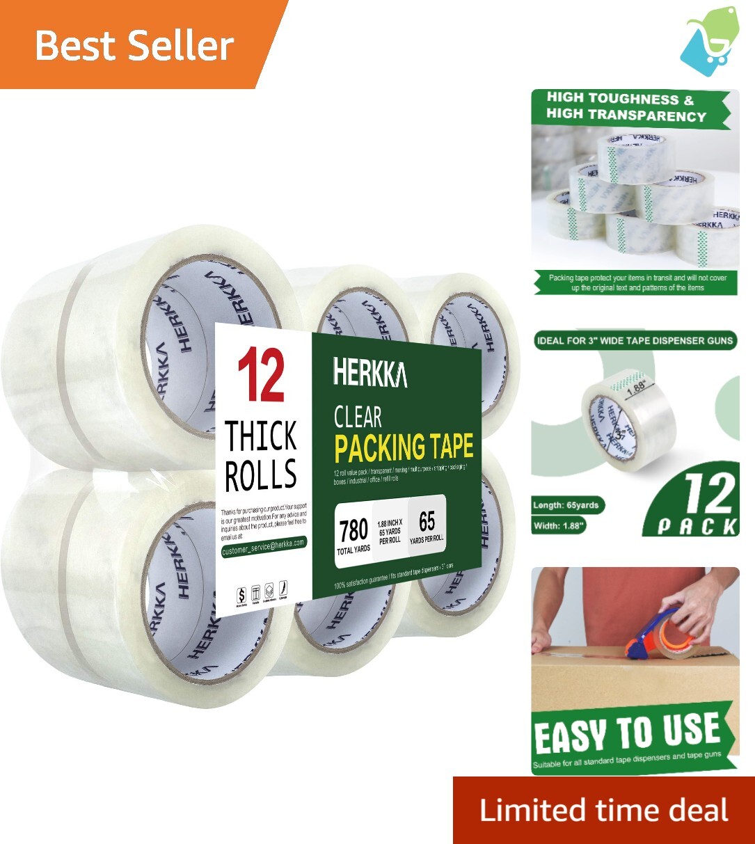 36 Rolls Clear Packing Tape – 2 Inch X 110 Yards, 2 Mil Thick, Carton Sealing Grade