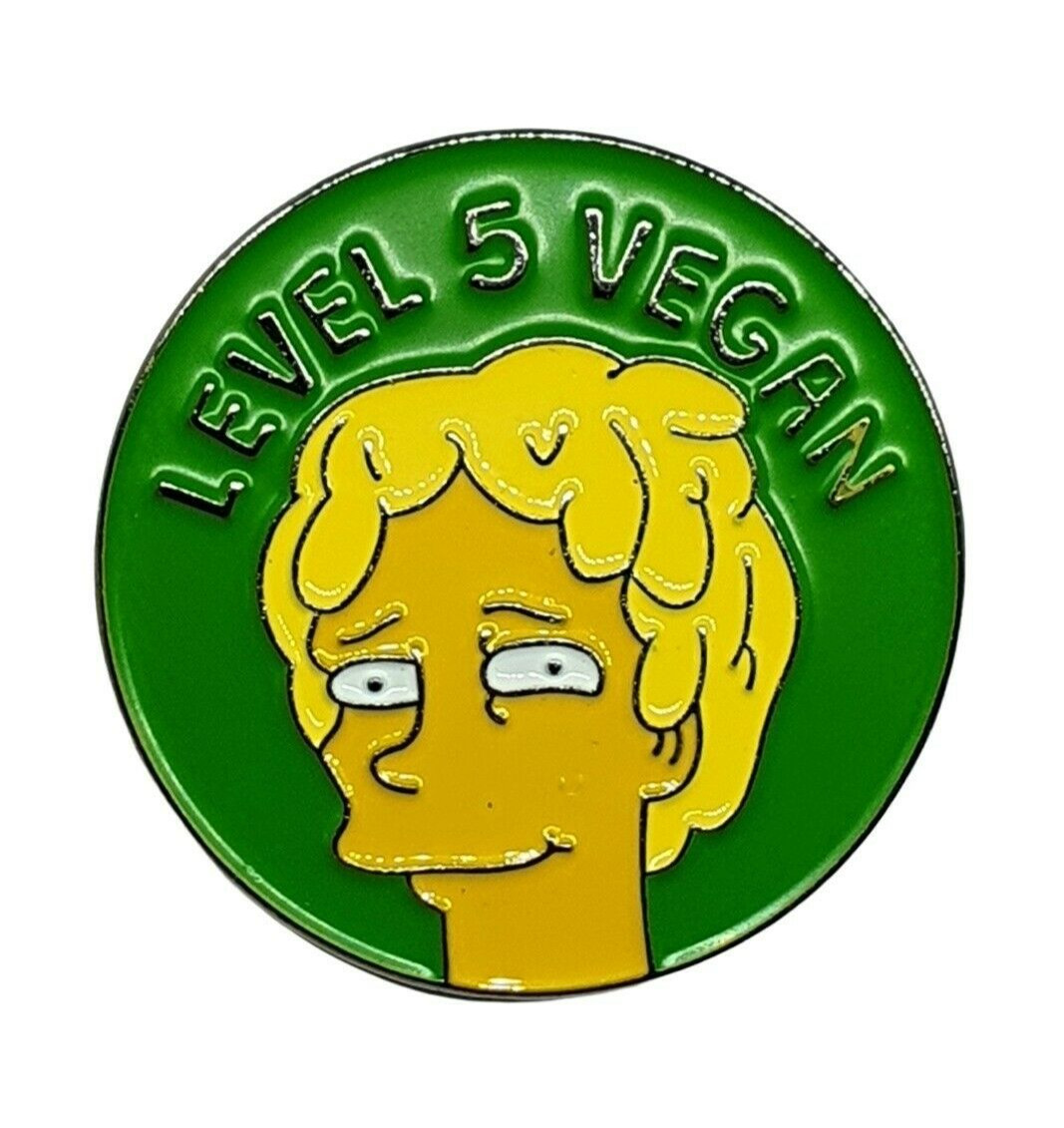 Vegan Pin Badge Enamel - Level 5 Vegan - Brooch Quirky Fun Lapel Bag Jewellery