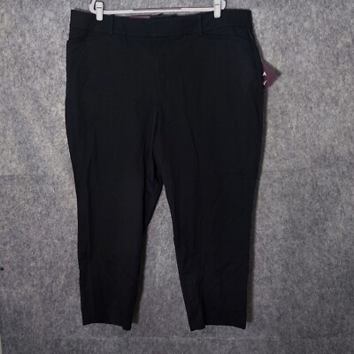 Ava & VIV Pants Plus 22W Ankle Mid Rise Elastic Waist Stretch Black Straight Leg