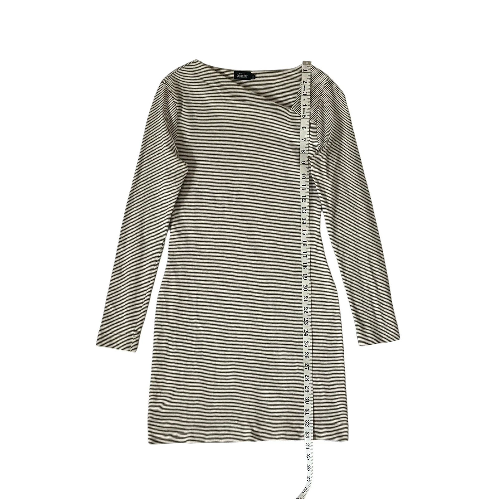 Abito Kate Spade donna S nero a righe manica lunga pullover bodycon sabato