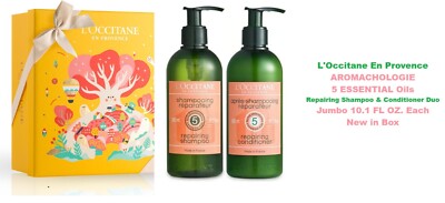 2 PC L'Occitane AROMACHOLOGIE 5 Essentail Oils Repairing Shampoo & Conditioner