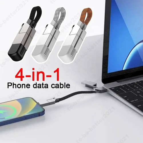 4in1 Multi Connectors Magnetic 60W Fast Charging Keychain Cord For IOS/Android