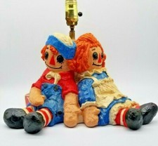 VTG 1977 CONTINENTAL STUDIOS RAGGEDY ANN  ANDY CHILDS KIDS TABLE CHALKWARE LAMP