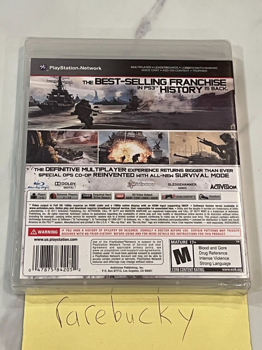 Call of Duty: Modern Warfare 3 Playstation 3 PS3 Game BRAND NEW/SEALED!