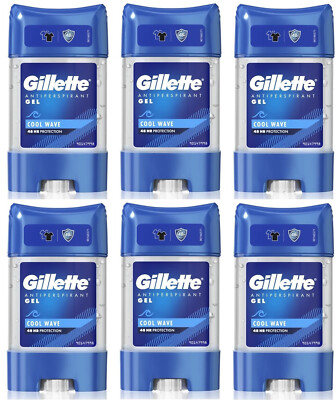 6x Gillette Endurance Cool Wave Anti-Transpirant Deodorant Clear Gel Stick 6x...
