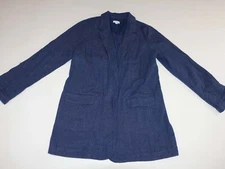 J. Jill Women's Open Front Tunic Blazer Jacket Size Medium Blue Long Sleeves M