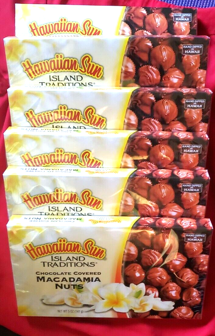 6 PACK HAWAIIAN SUN ISLAND TRADITIONS CHOCOLATE COVERED MACADAMIA