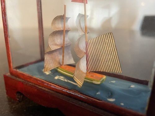 Home Staples Miniature Sailing Ship in Wood Display Case Vintage 1998 - Picture 9 of 12