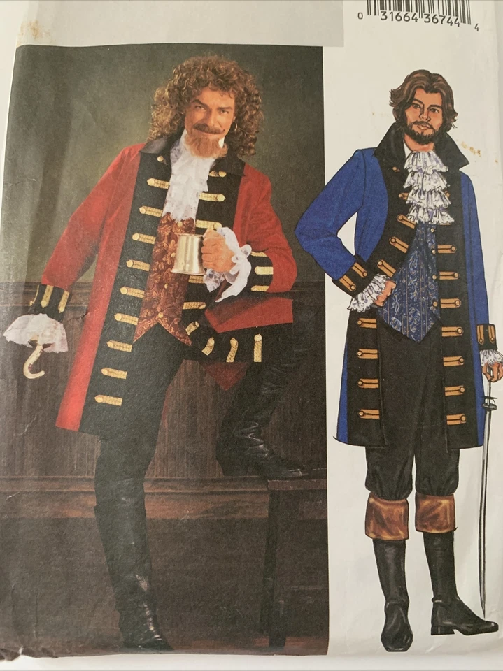 Butterick 3894 Men's Pirate Costume XS, S, M, UNCUT - Image 3 of 4