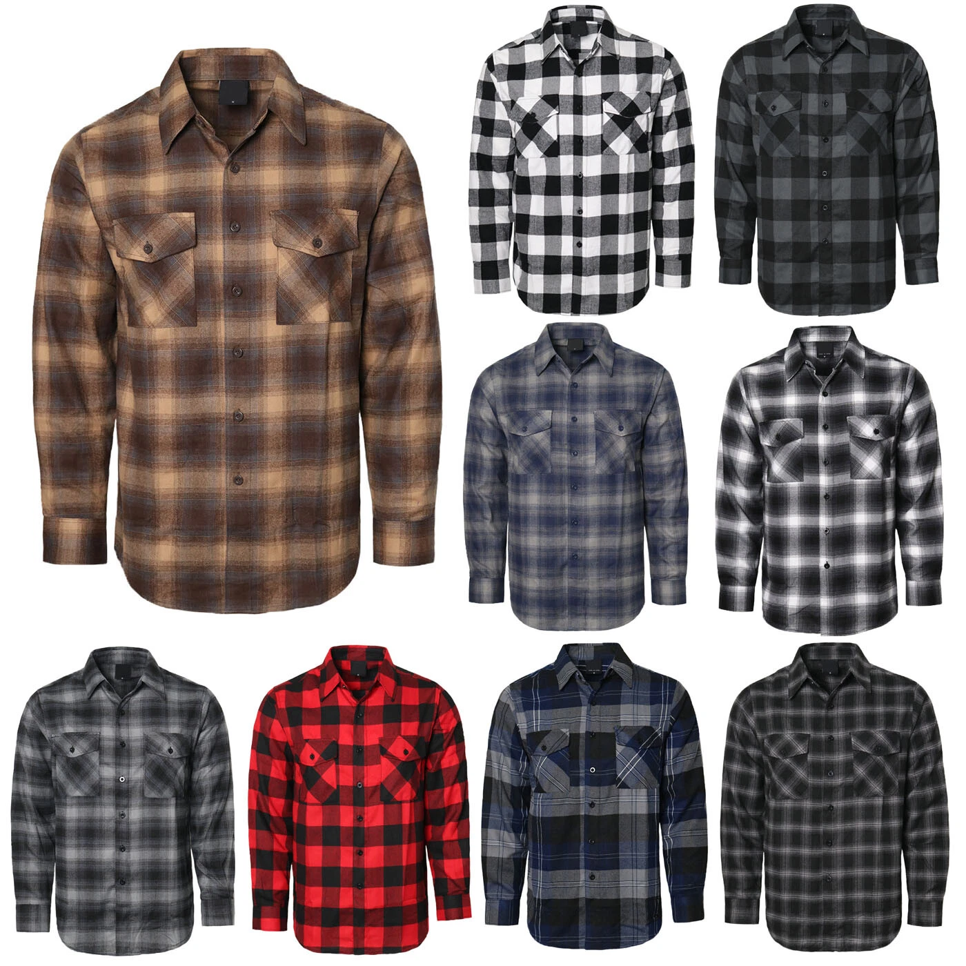 Men's Casual Flannel Shirts Long Sleeve Button Down Plaid Shirts S-5XL YAGO
Opens in a new window or