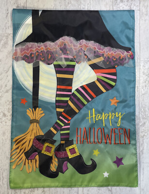 Decorative Garden Flag Colorful Halloween Witch s Legs 18 X12 