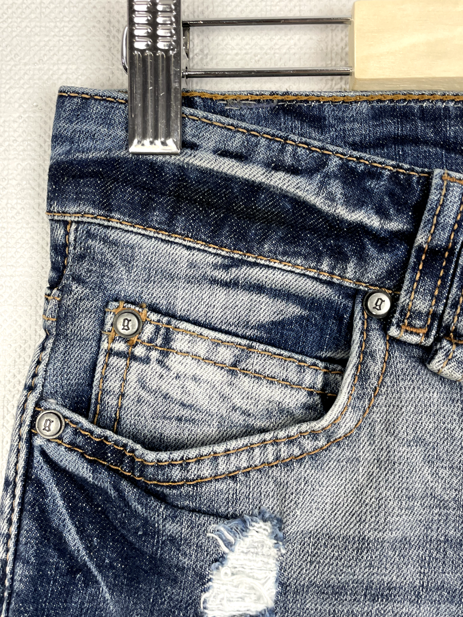 John Galliano Blue Ripped Denim Luxury Italian Design Zip Fly