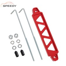 Red Aluminum Car Battery Tie Down Brace Holder Mount Bracket Kit With J-Hooks