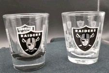 NFL Las Vegas Raiders Shot Glasses Made In USA Shooters LOT OF 2 Bar Drinkwear