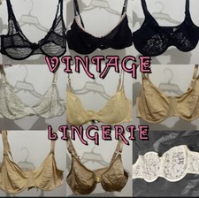 Vintage Lingerie Lot Of 9 Lace 36D Pinup Bralettes Pantie Some Made In Italy