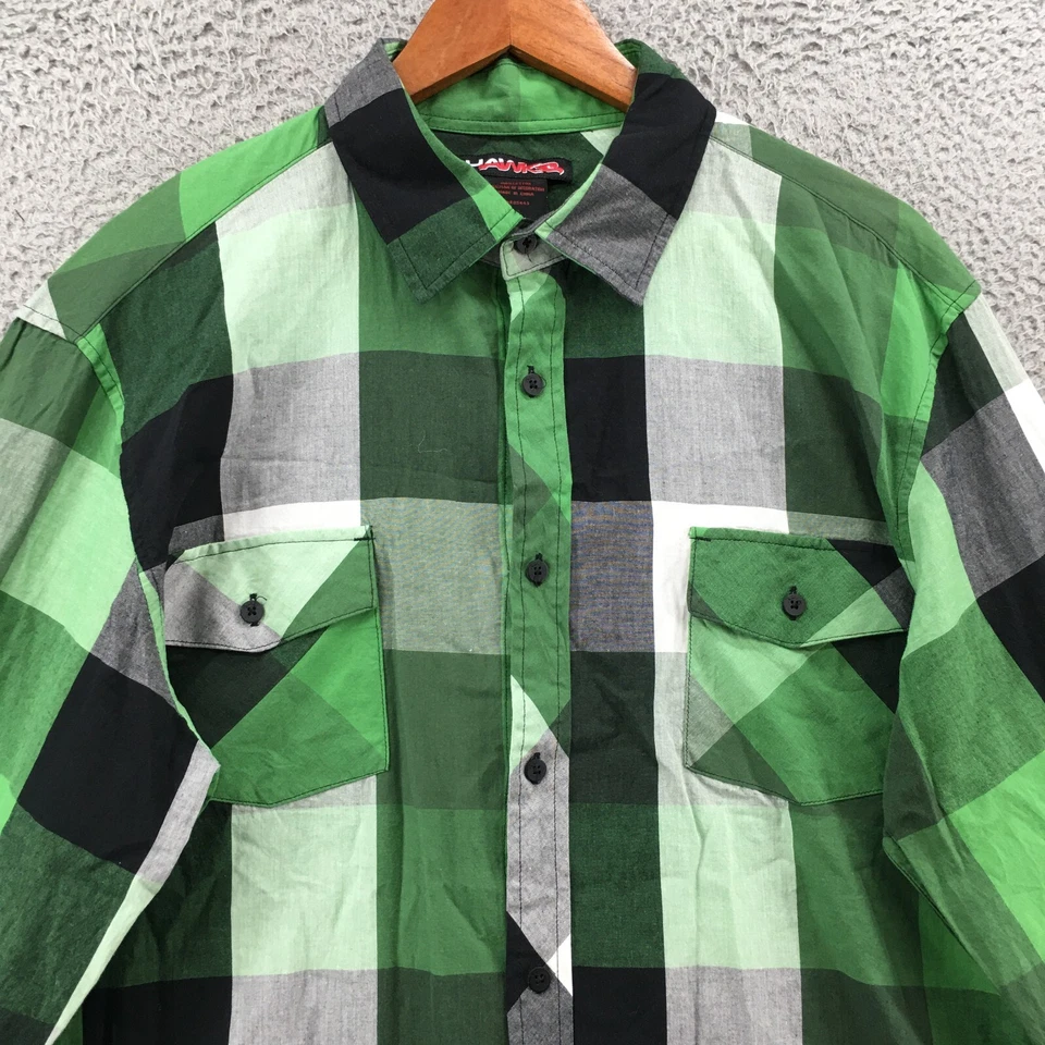 Hawk Long Sleeve Shirt Mens XXL Multicolor Cotton Collared Neck Button Up Plaid - Image 3 of 4