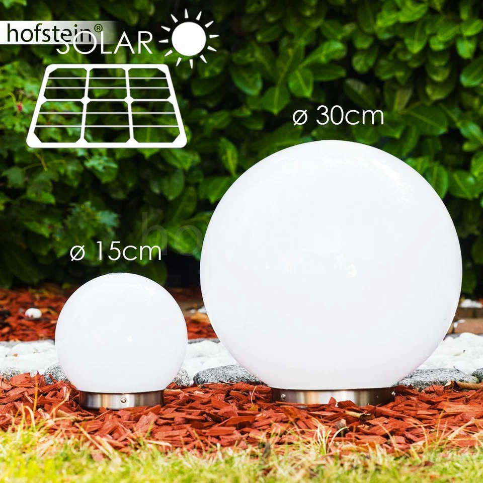 Solar Kugelleuchten Set Durchmesser 15cm & 30cm Veranda Lampe Edelstahl Wege Hof - Bild 2 von 4