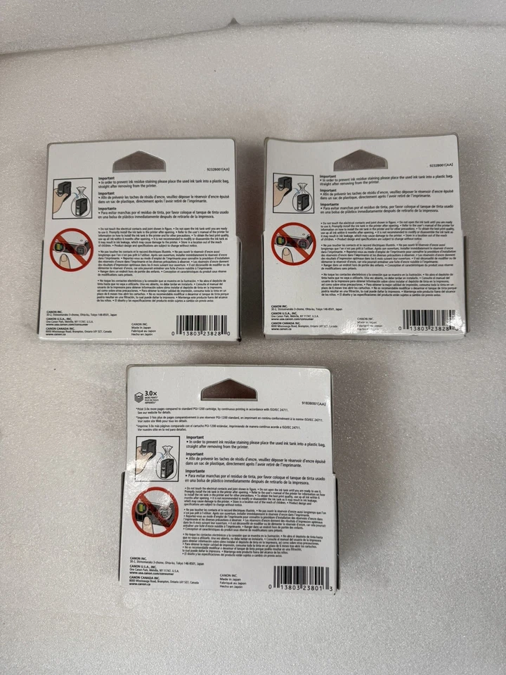 Lot of 3 Genuine Canon Maxify PGI-1200XL Black Ink and Cyan Ink Cartridges - NEW - Image 3 of 4