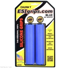 ESI Chunky 100% Silicone MTB Bike Grips Shock Absorbing 32mm / 130mm - Blue