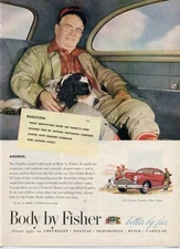 1947 General Motors PRINT AD GM Body by Fisher features Pheasant Hunters details