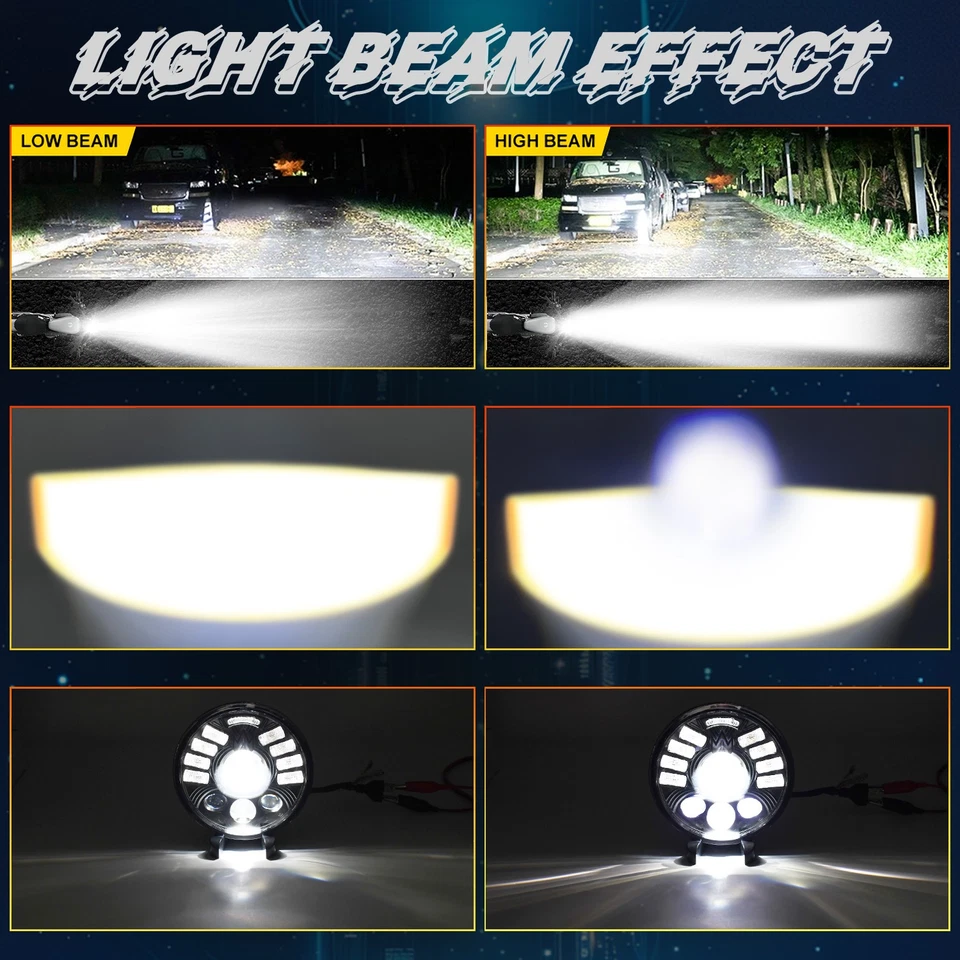 Pair 5.75" 5-3/4 LED Headlight Hi-Lo Beam DRL For Chevy Corvette Coupe 1958-1982 - Image 4 of 4