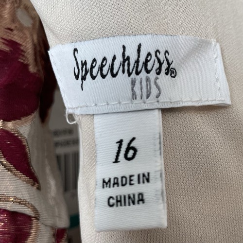 NEW Speechless Girls Sz 16 Floral Dress Champagne Burgundy Zip Closure Christmas - Picture 6 of 7