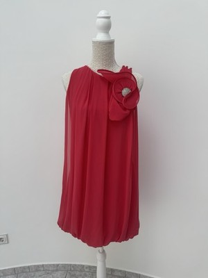 Elegantes Chiffonkleid mit Blumen-Applikation Gr. 36 Korall/ Pink Damen Dress
