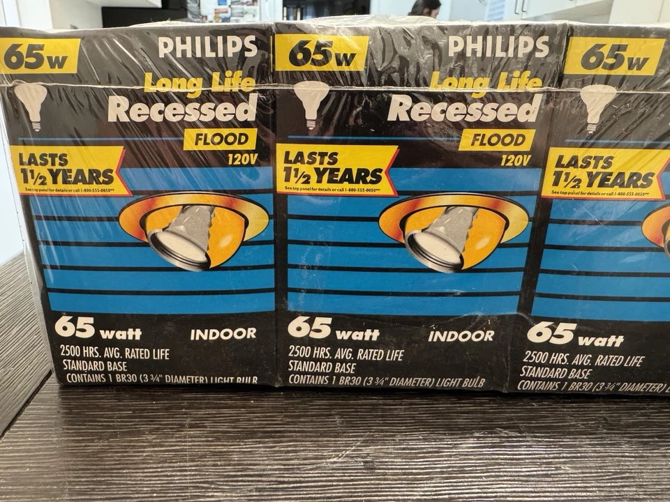 3-Bulb Pack Lot - Philips Long Life Recessed Indoor Flood Light 65W BR30 - Image 3 of 4