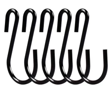 S Hooks for Hanging Clothes Plants Heavy Duty Black Shaped Small Metal 20 Pack