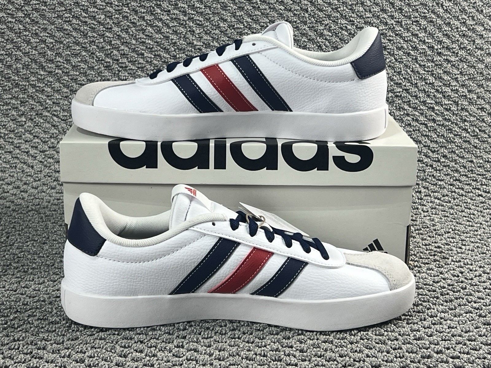 Adidas VL Court 3.0 Men’s Shoes Size 9.5 Cloud White Navy Blue Red Skateboarding
