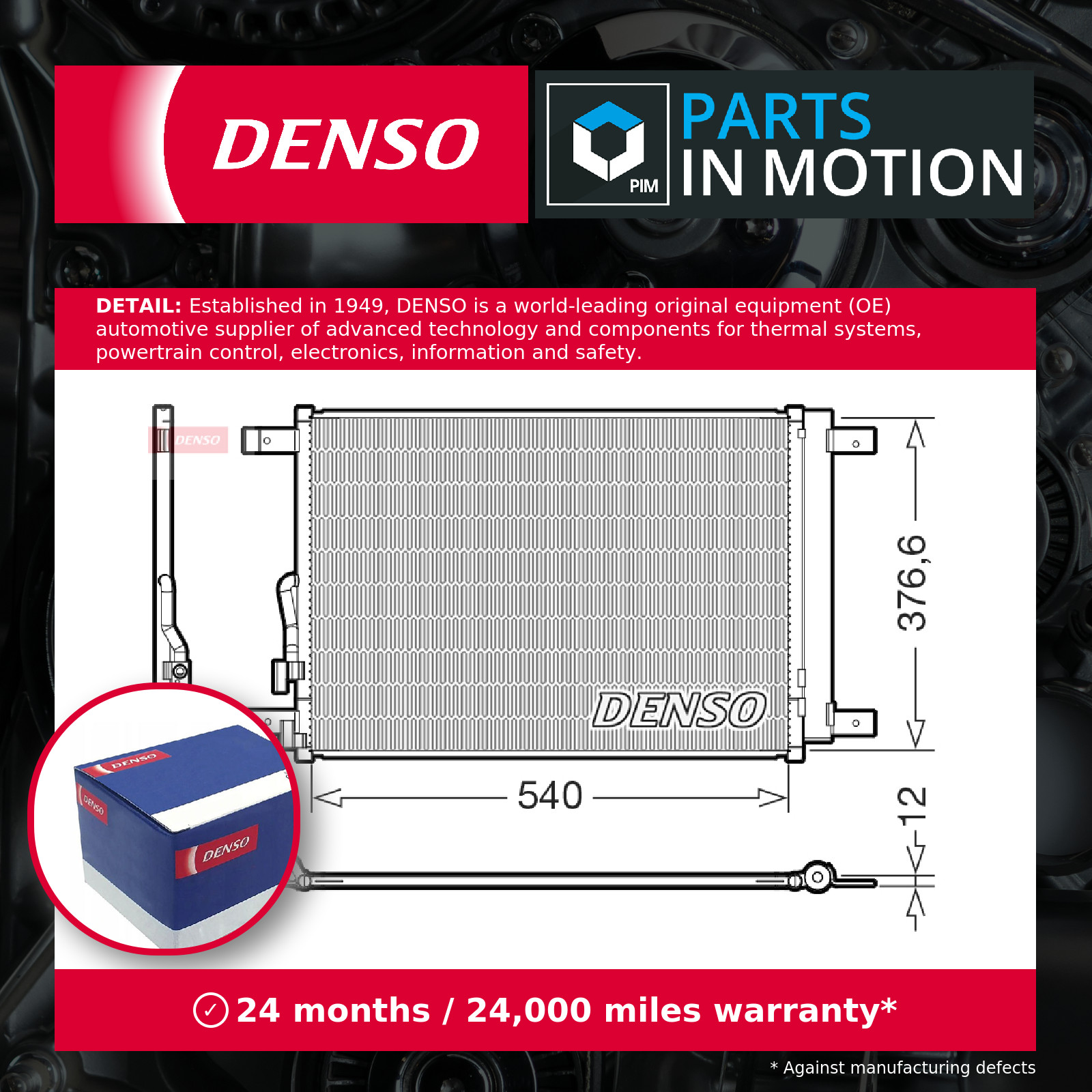 Air Con Condenser fits VW GOLF Mk8 1.5 2019 on AC Conditioning Denso 5WA816411D