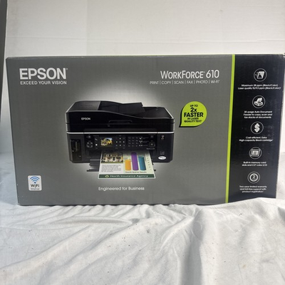 #ad Epson Workforce 610 Printer Print Copy Scan Fax Photo Wi fi NEW IN BOX $199.99