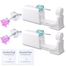 Ear Piercing Kit - Disposable Gun Preloaded Pentagram- Pink Zircon