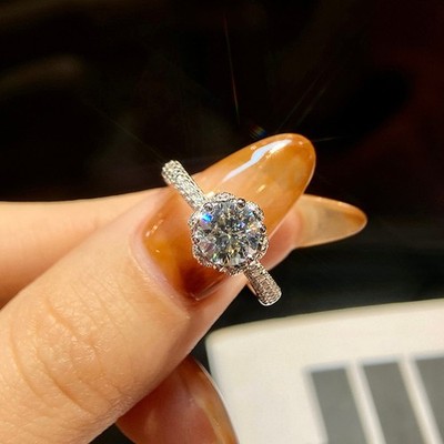 1CT Ice Queen Certified Moissanite Diamond Dating Wedding Rings For Women