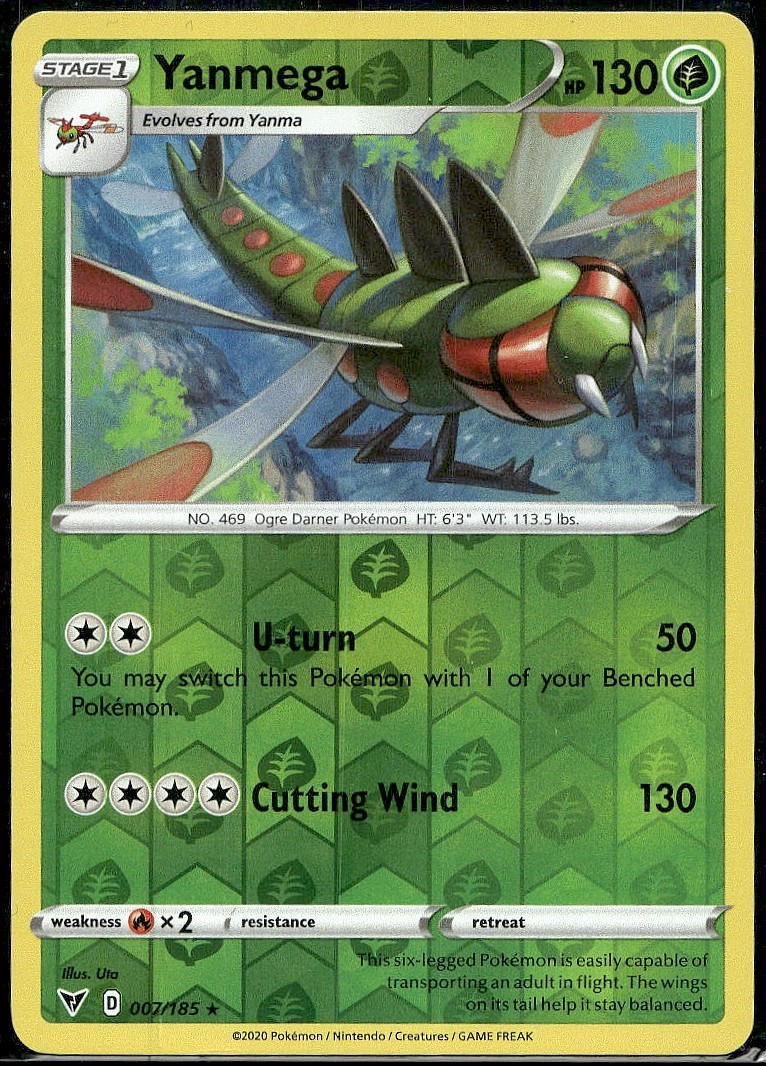 Yanmega 007/185 Rare Vivid Voltage Pokemon Reverse Holo Near Mint