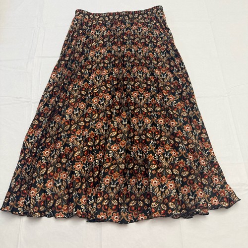 Max Studio Pleated Midi Skirt Floral Pattern SZ M