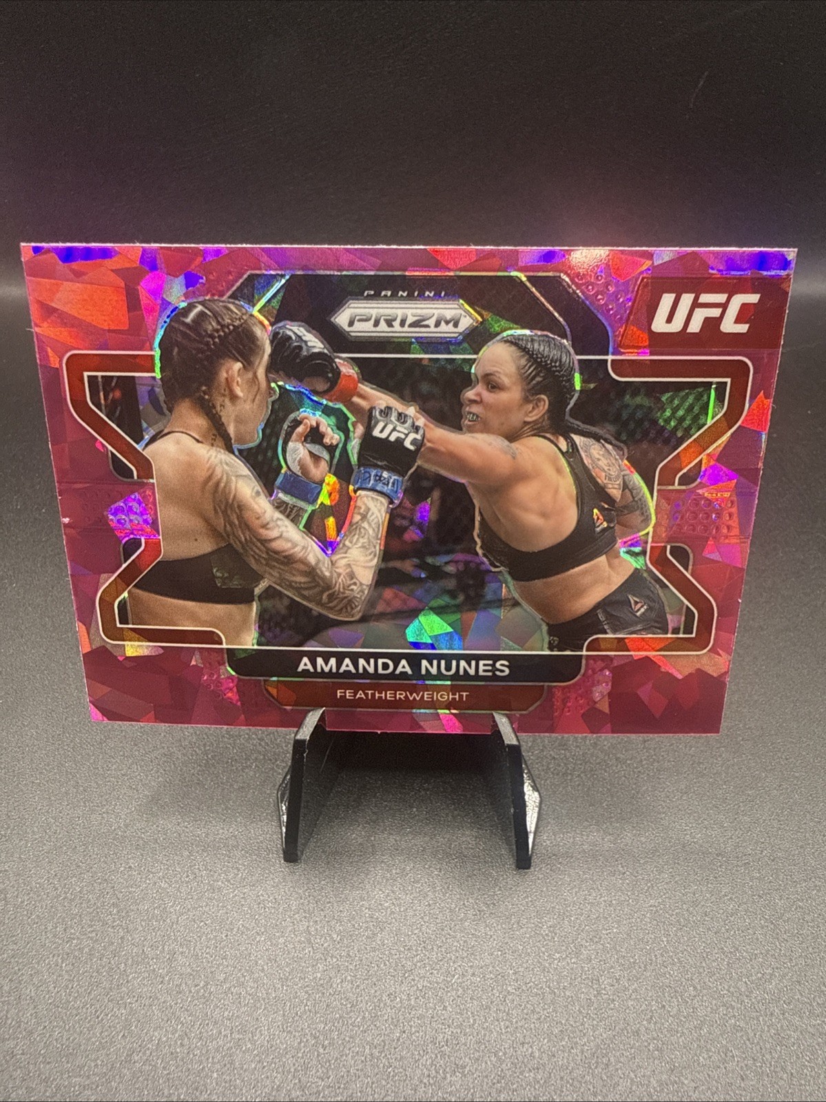 Amanda Nunes 2022 Panini Prizm UFC Pink Ice Prizm A Card #65