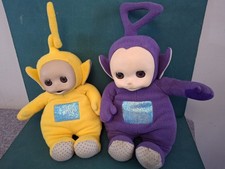 Teletubbies Laa Laa & Tinky Winky  15in Soft Toy Vintage 1996 Closing Eyes 