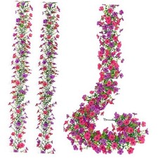 2 Pack Artificial Flowers Garland Ivy,Spring Summer Decor 2PCS Rose Red Purple