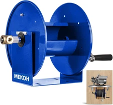 MEKOH Pressure Washer Hose Reel 100Ftx3/8”, 200Ftx1/4” Manual Power Washer Hose 